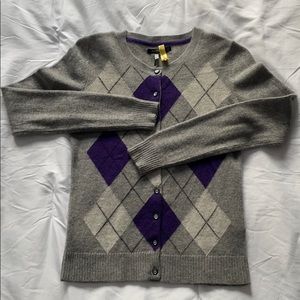 Argyle Cashmere Cardigan - XS